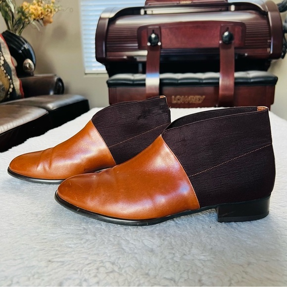 Plaza Handmade 2 Tone Leather/Elastic Fabric Slide On Chukka Boots Size 9.4 M main image 5